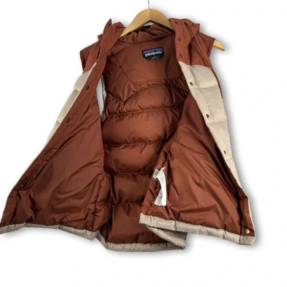 Patagonia Womens Bivy Hooded Puffer Vest Feather Down Jacket Sz M Medium - Picture 2 of 7